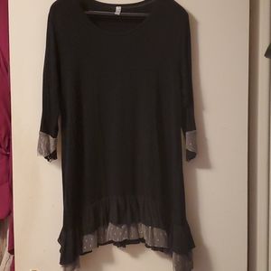 Black Aria Handmade Tunic with lace trim